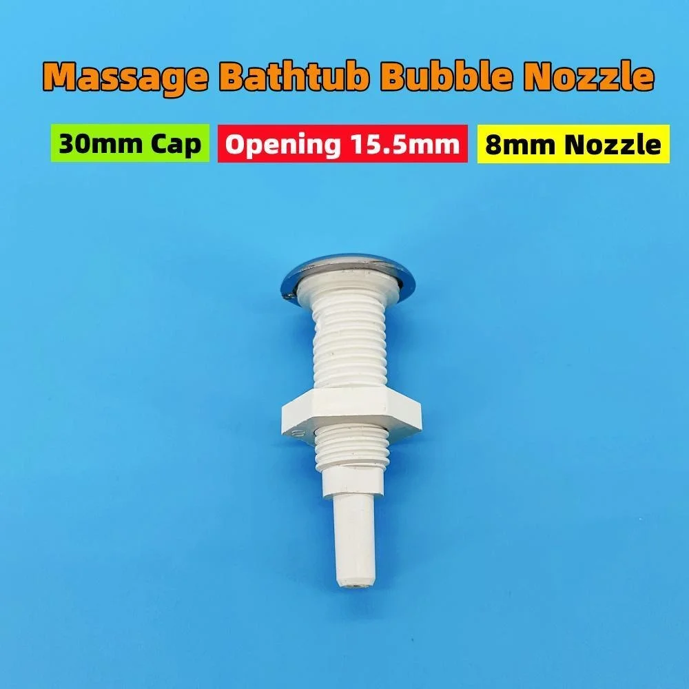 

8mm Nozzle 30mm Cover Straight Bubble Nozzle Φ8 Chromed Cap PVC Base Hot Tub Air Jet Nozzle Massage Bathtub Jet Nozzle