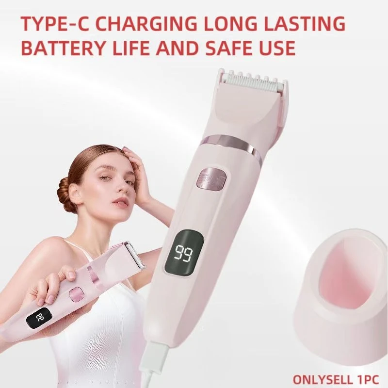 Ladies Personal Hair Shaver, Bikini Trimmer, USB Charging, LED Power Screen, Portable Design for Face, Underarm and Legs