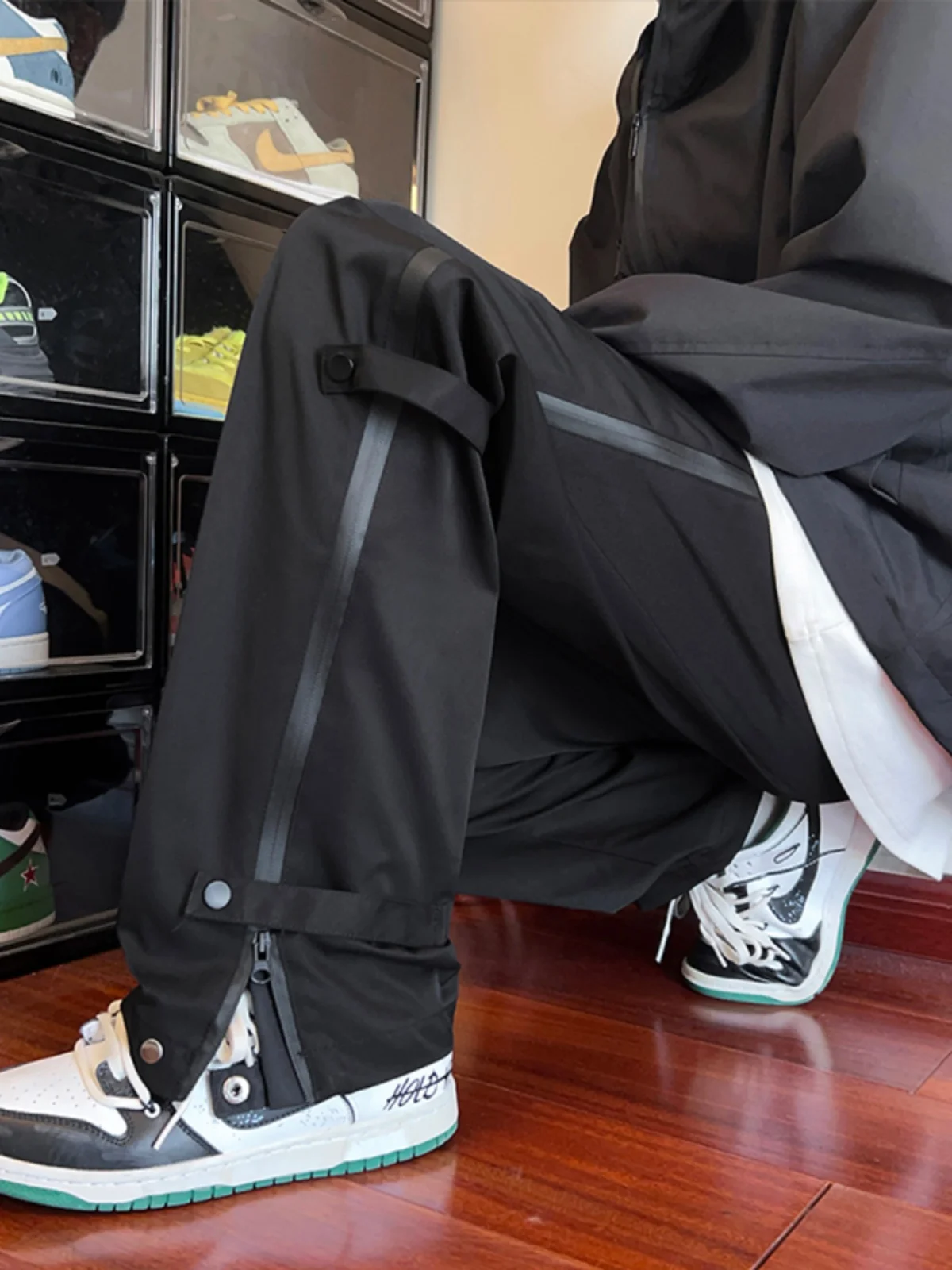 

American Sle Men's Hiking Pants Autumn Side Zipper Waterproof Workwear Straight Leg Mountain Climbing Trousers Casual Pants