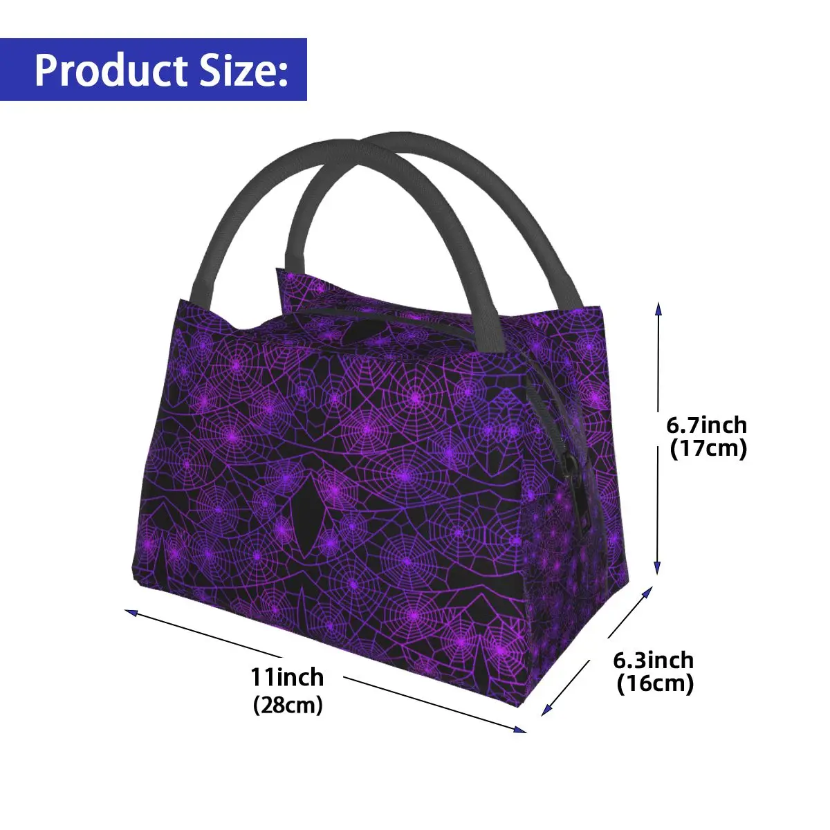 Halloween Lunch Bag For Child Purple Spider Web Lunch Box Leisure Picnic Cooler Bag Convenient Oxford Thermal Tote Handbags