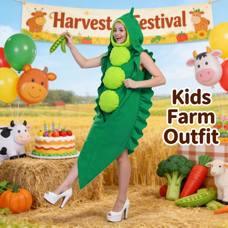 كرنفال حفلة تأثيري مهرجان الاحتفال الخضار المرحلة زي الغذاء البازلاء لعب الأدوار الزي