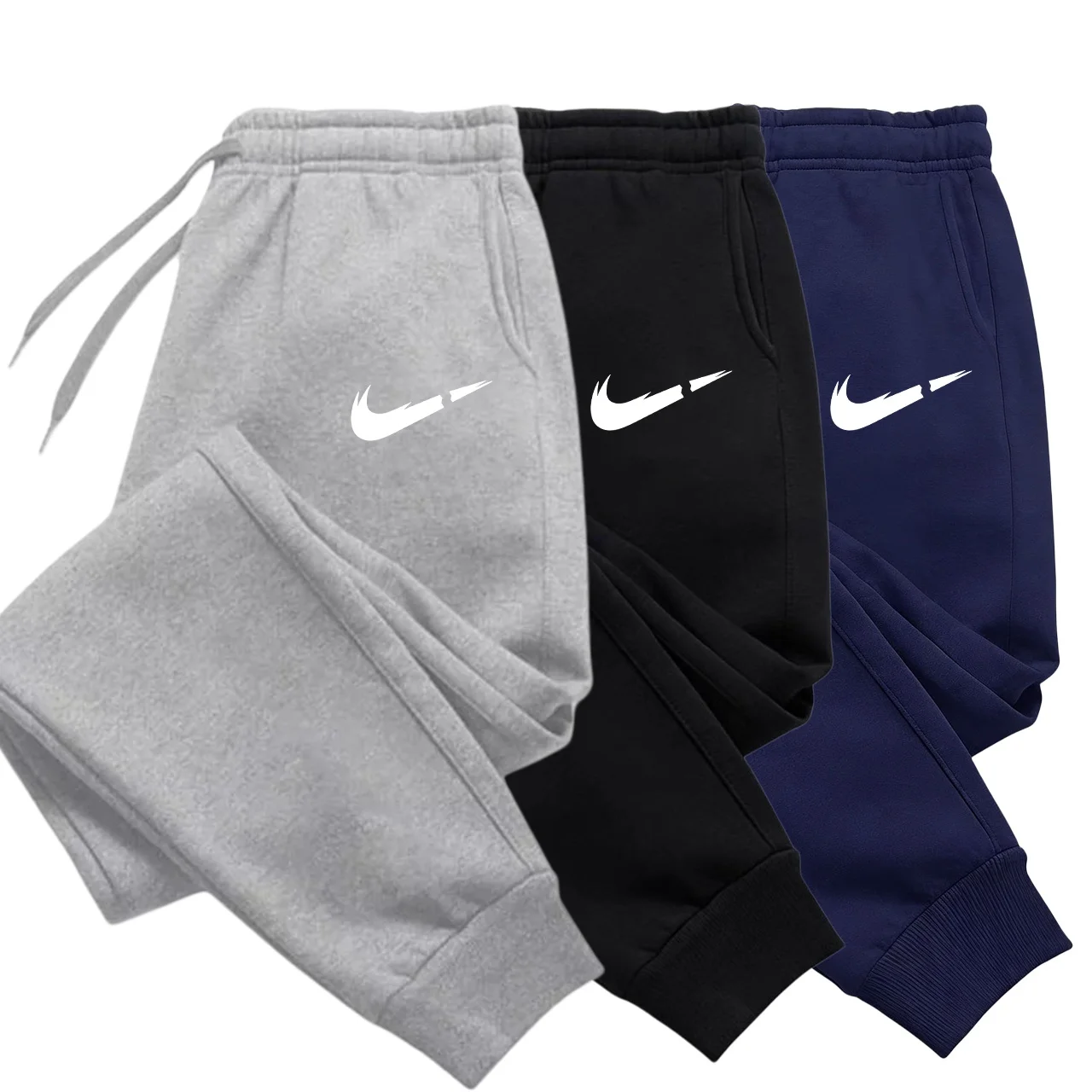 Calças com logotipo estampado, calças esportivas masculinas da moda, calças esportivas com cordão, calças casuais soltas, calças esportivas por atacado.