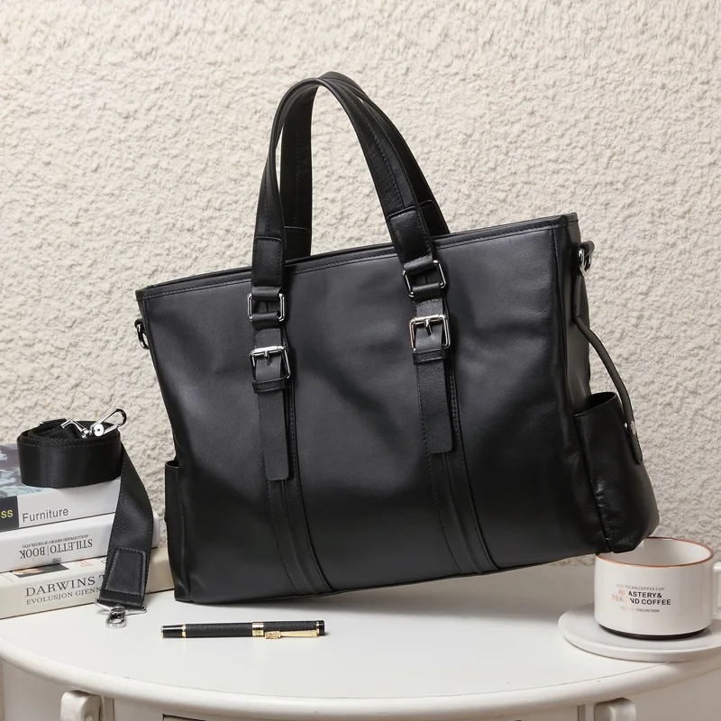 

Casual New Genuine Messenger Luxury Man Bag Leather Men's Handbag Business Briefcase Horizontal Cowhide Sle Crossbody Bag