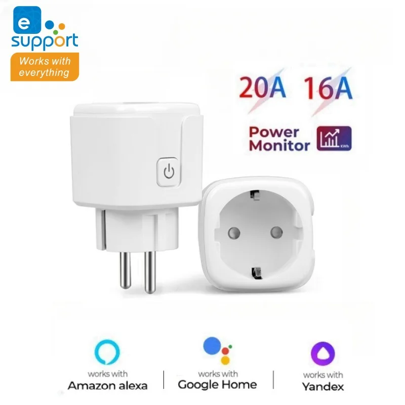 

EWelink WiFi Smart Socket With Power Monitoring Smart Plug Timing Voice Control Work with Alexa Google Home Yandex 20A 16A 2025