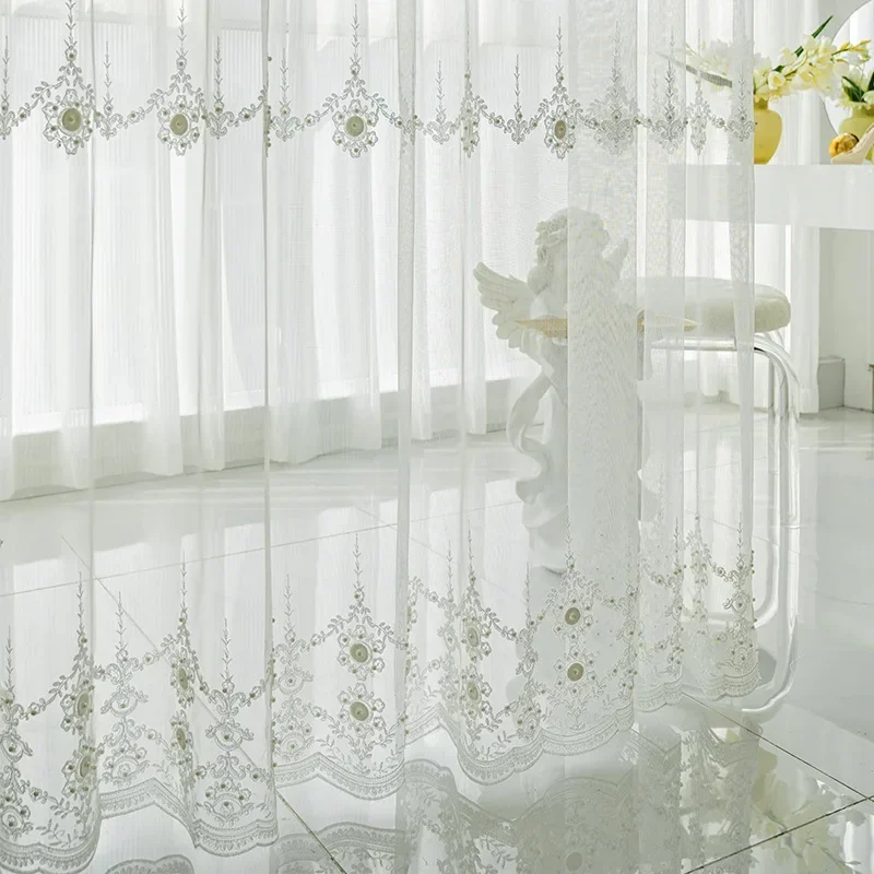 

Curtains for Living Dining Room Bedroom French Style Dense Chenille Color Blocking Bubble Crepe High Shading Curtain