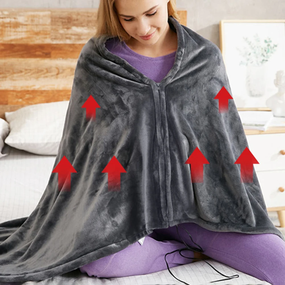 USB Charging Heated Blanket Shawl 3 Heating Level Heated Shawl Throw Blanket Coral Velvet 9 Heated Areas for Outdoor Home Office