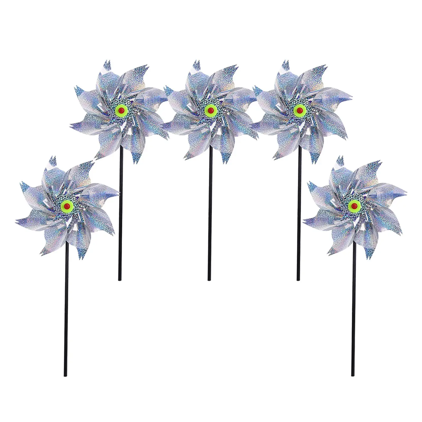 Plastic 8 Blade Rotating Windmills Bird Repellent for Garden Outdoor Decor Multicolor Lawn Stake
