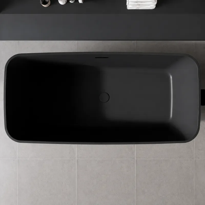 Integrated Square Artificial Stone Bathtub Double Size for Couple Hotel Household Use Independent Freestanding Bath Tub