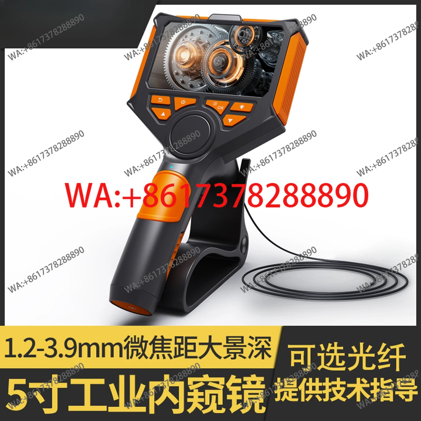 5 inch industrial endoscope pipe handheld convenient 2 million pixels optional fiber optic high definition camera wide angle