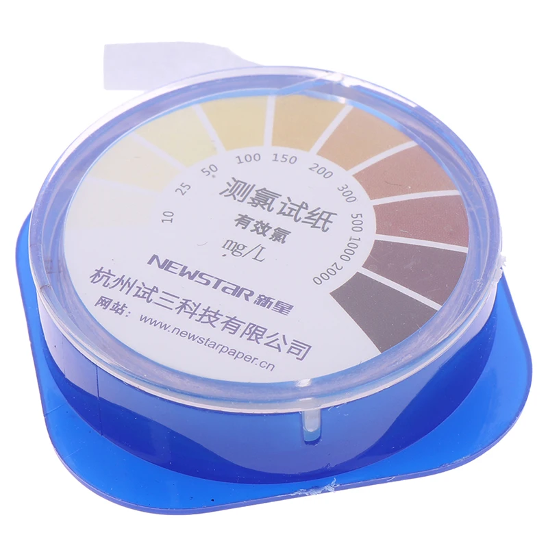 1Roll Chlorine Test Paper Strips Range 10-2000mg/lppm Color Chart Cleaning Water Testing Measuring