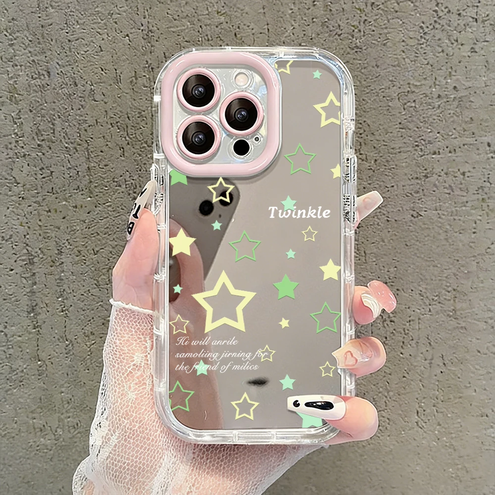 Einfache Stern-Polka-Dots Air-Cushion-Spiegel-Handyhülle für iPhone 17 15 14 16 Pro Max 13 12 11 Pro XR XS 7 8 Plus 17Air Girl Cover – Detail 20