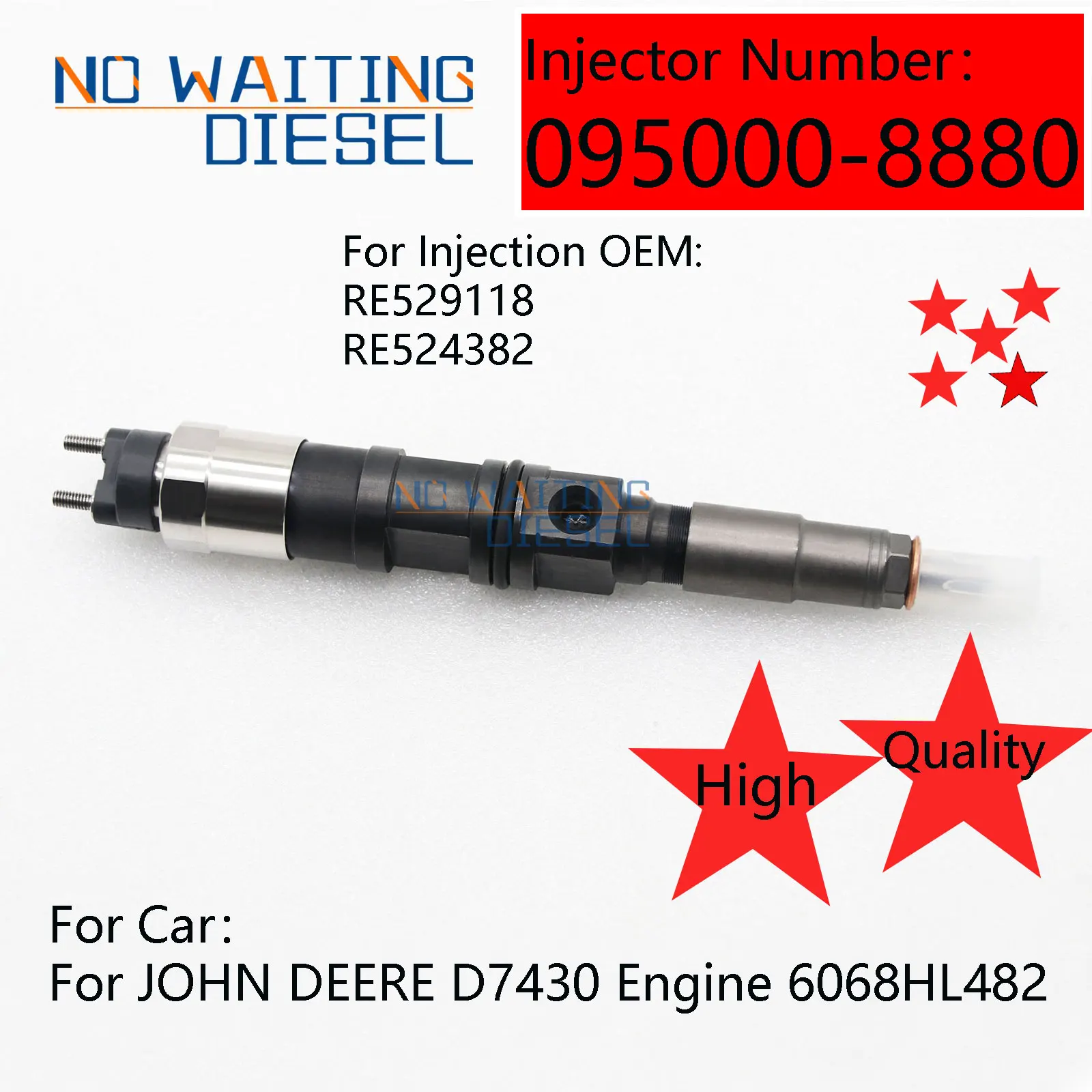 0950008880 Fuel Injector Assembly 095000-8880 Common Rail injector 095000 8880 For JOHN DEERE D7430 Engine 6068HL482