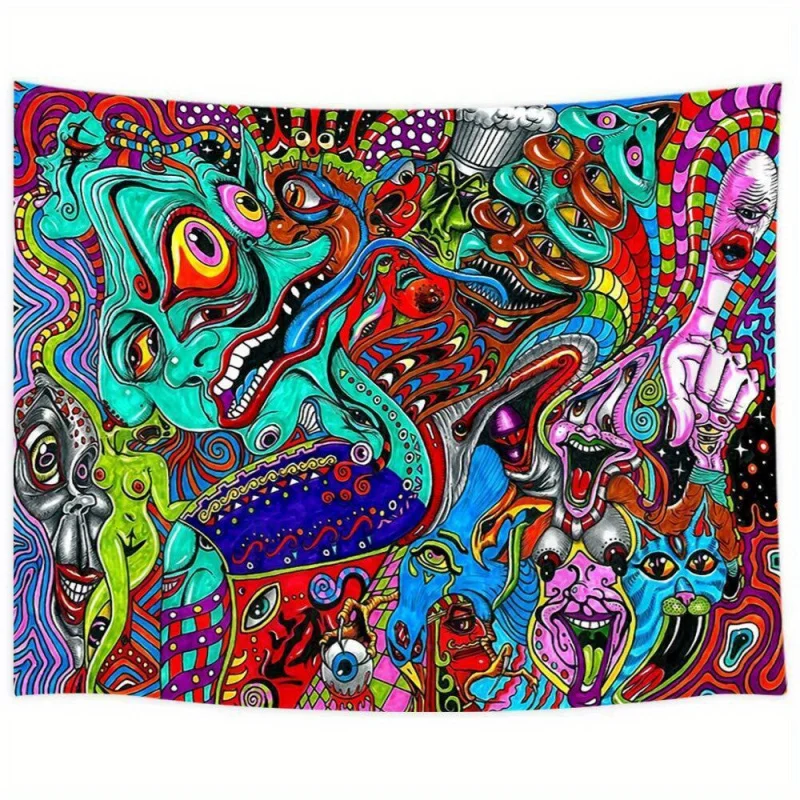 VIKAMA Monster Psychedelische Wanddekorationen, spirituelle Illusions-Raumdekorationen, Wandteppiche, Heimdekorationen
