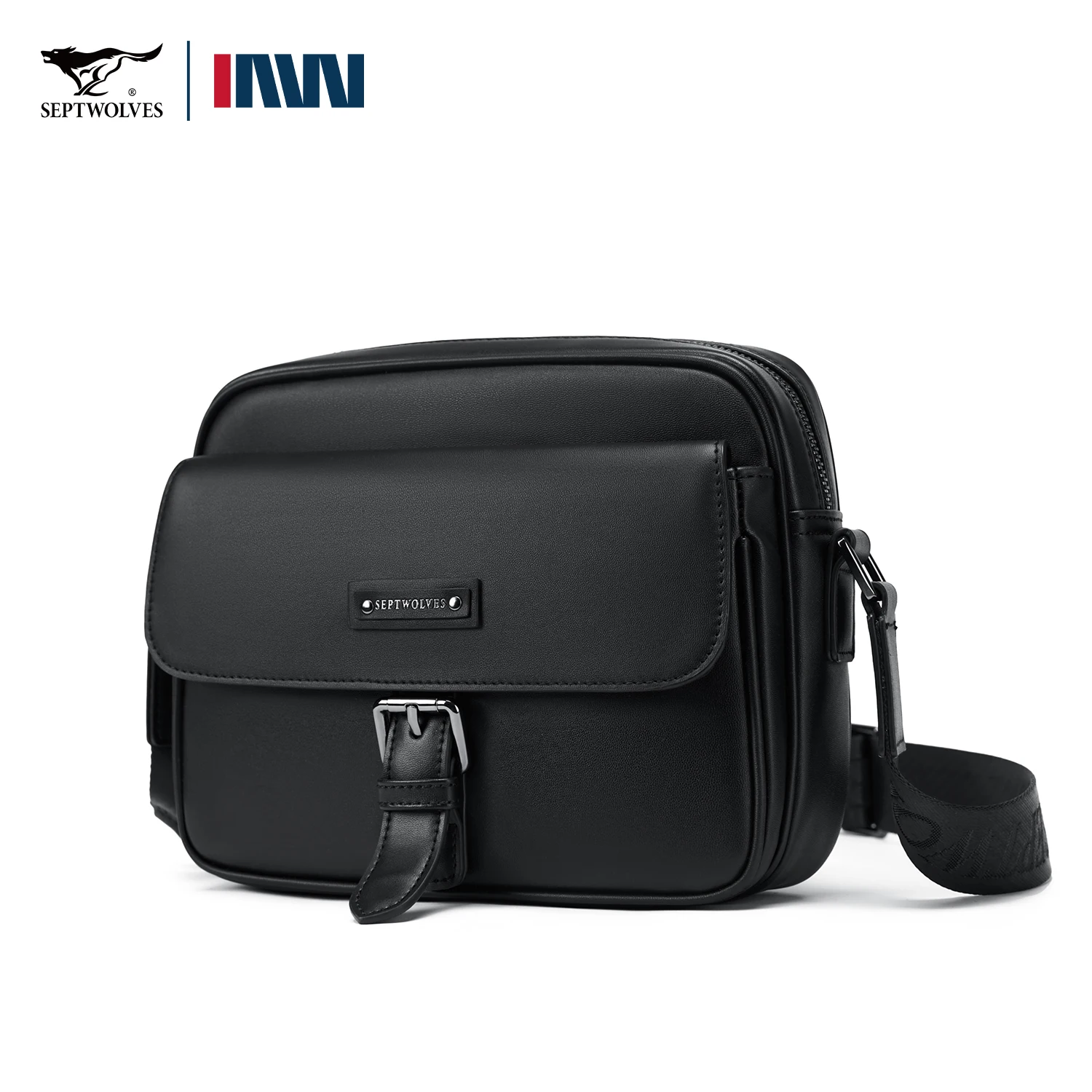 

Septwolves Travel Men Shoulder Bag Artificial Leather Male Crossbody Bag Scratch-Resistant Multiple Pockets Fit 8.3-Inch IPad