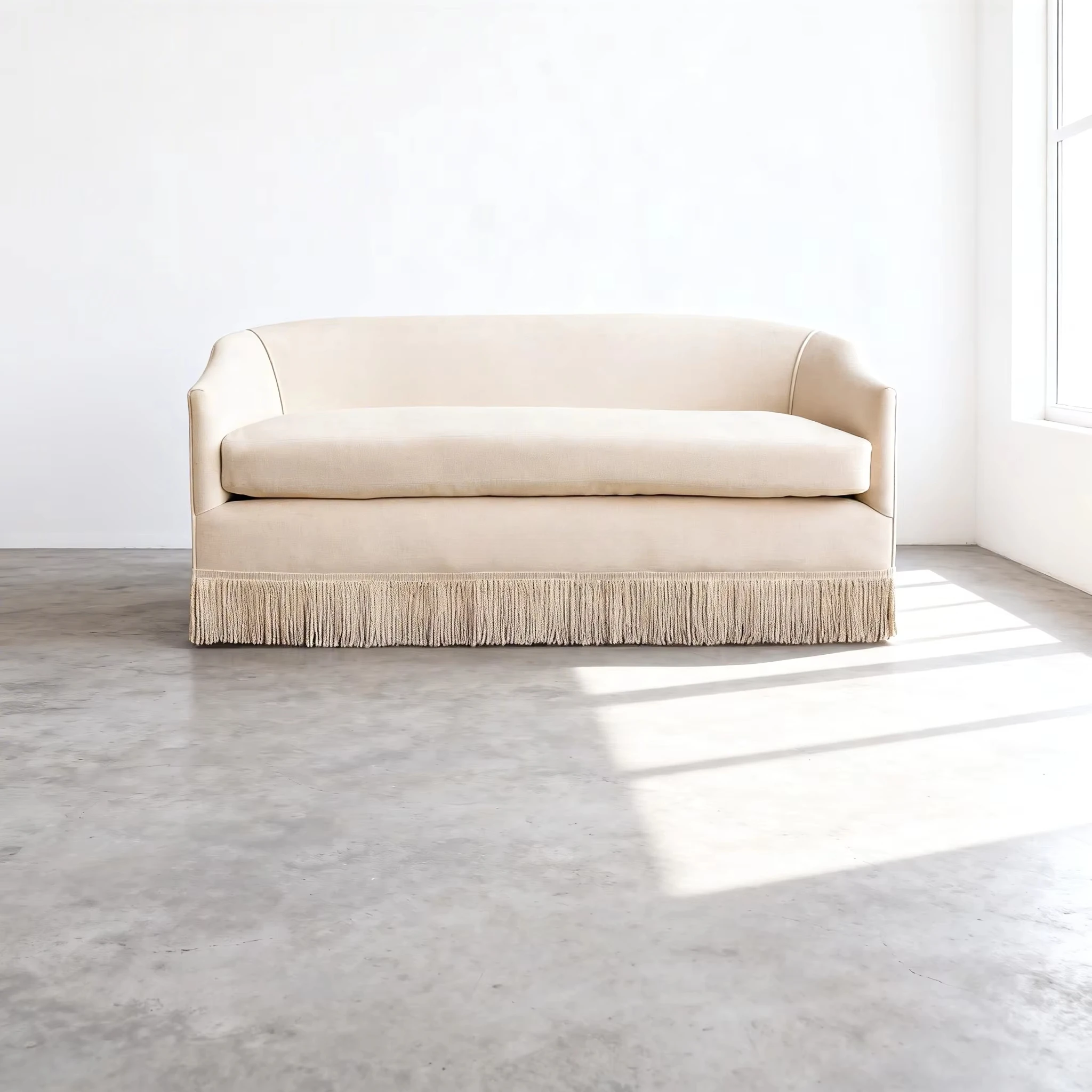 

KR-MYHOME Modern Minimalist Confort Sofa Giles Settee with Fringe Love Seat Sofa for Living Room Furniture~