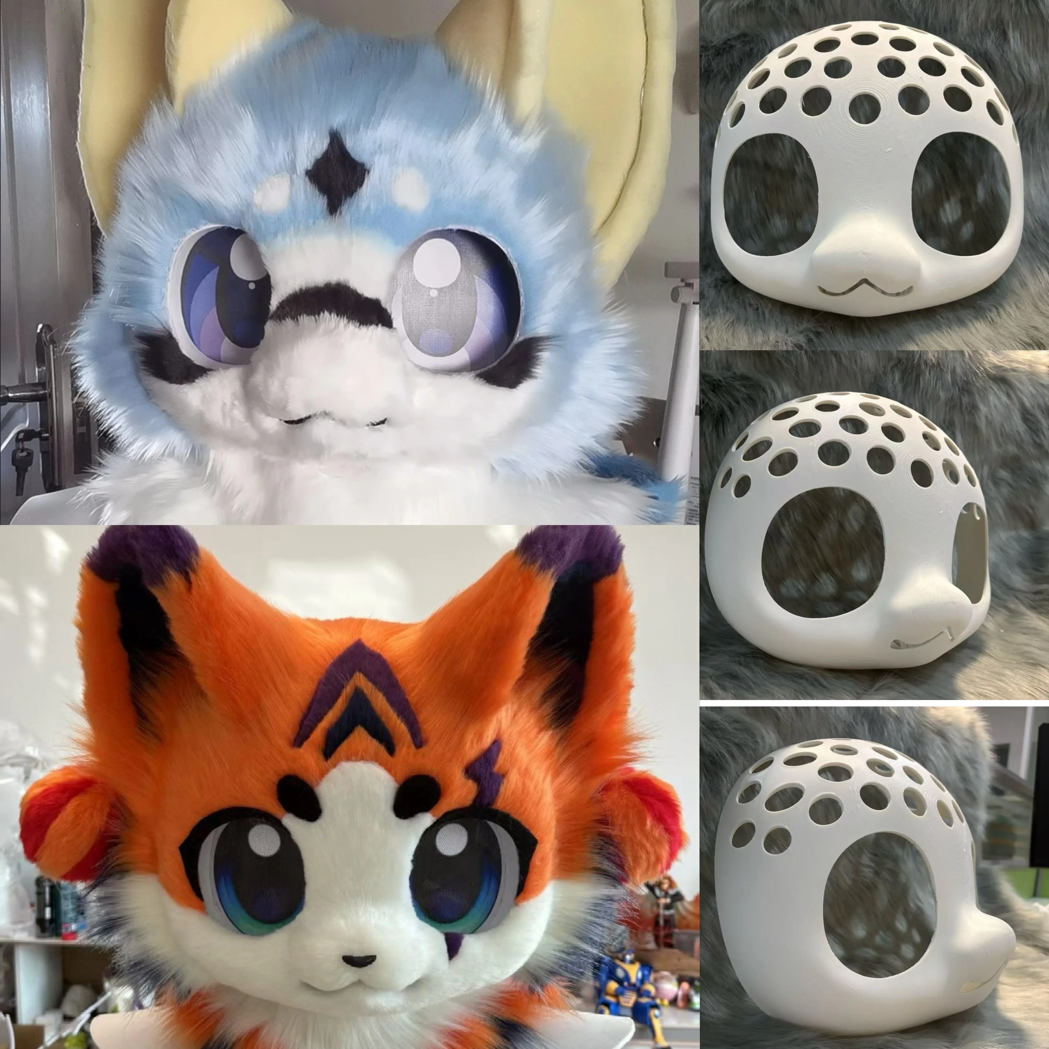 Kemono base Mask Cute Short Snout Feline Outfit Skull Furry 3D Printed Animal Head Skull Anime Accessories Cosplay Props
