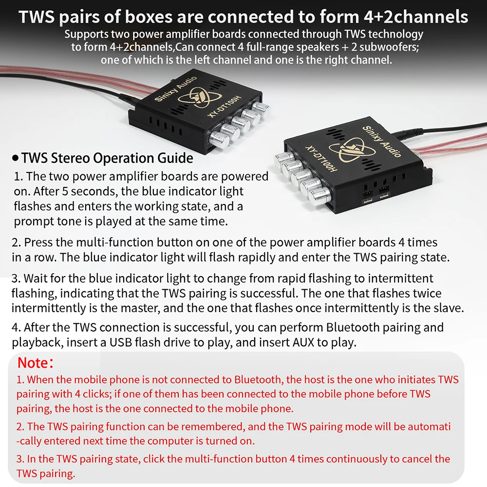 XY-DT100H 2.1-Kanal Bluetooth Digital-Verstärkerplatine Audio-Modul TWS Bass-Boost 50W+100W DC12-24V Stromversorgung für Heimaudio – Detail 15