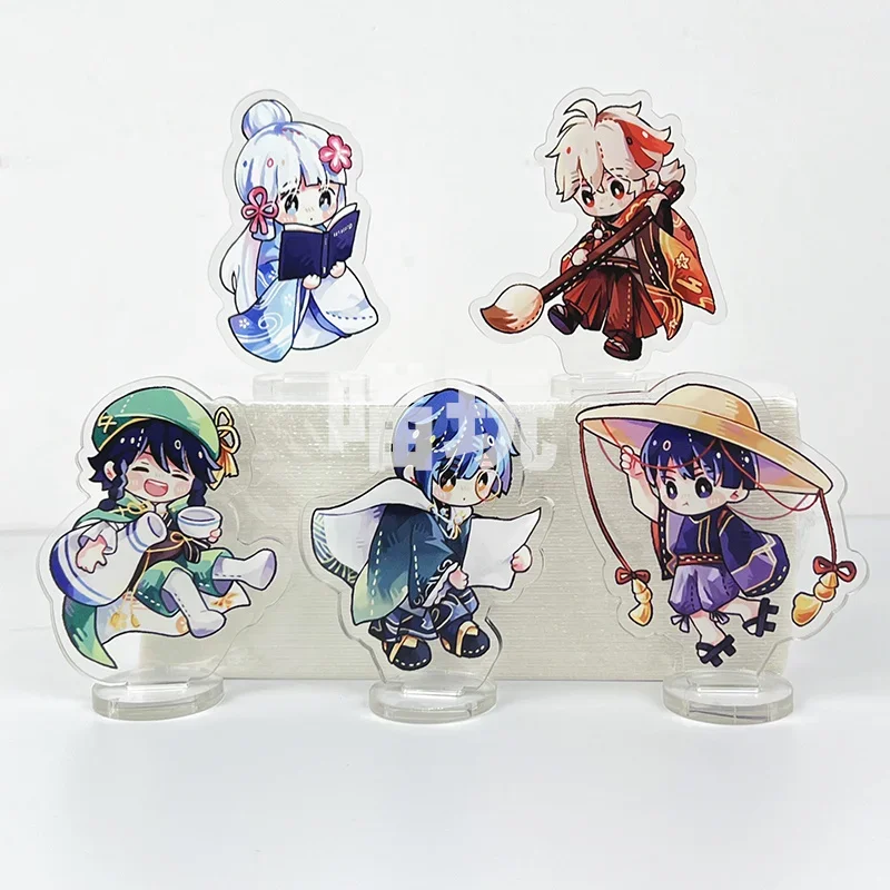 6CM Anime Genshin Impact Kaedehara Kazuha Venti Xingqiu Balladeer Cosplay Hand Ornaments Acrylic Standing Sign Cartoon Xmas Gift