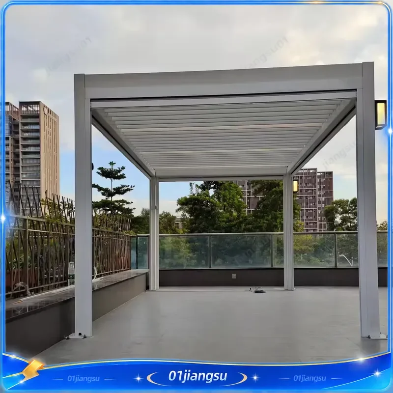 Outdoor Aluminum Pergola Retractable Louvered Bioclimatic Arches Arbours Garden Patio Shade Canopy Waterproof Sun Shelter