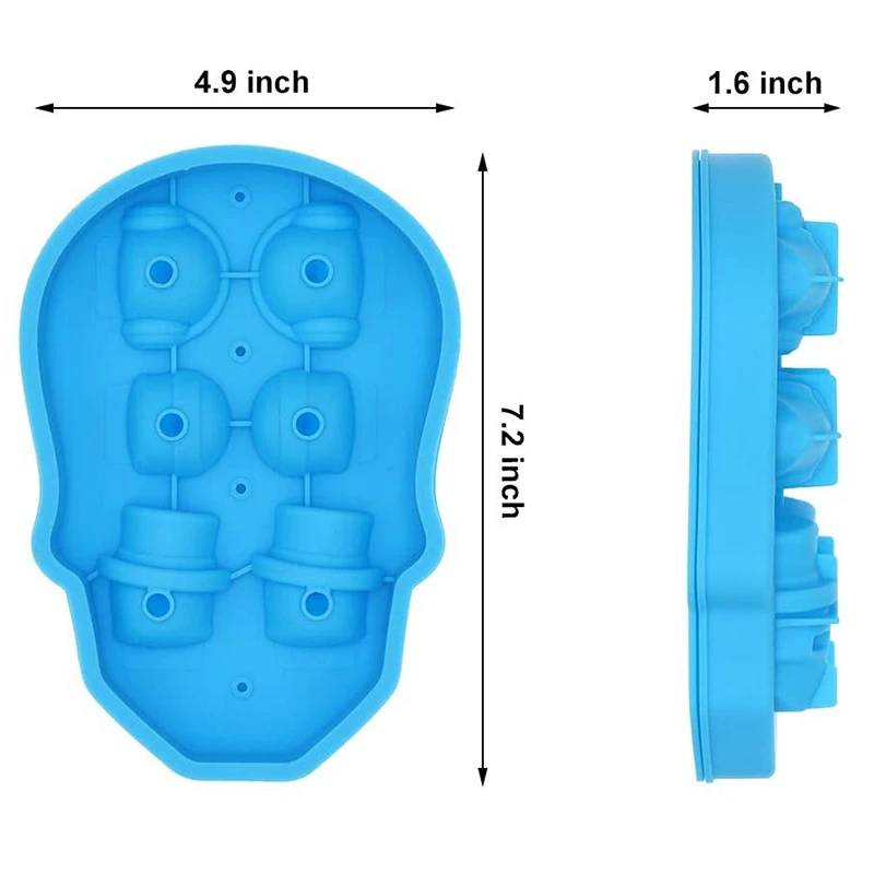 3D Skull Ice Square Ice Making Box 6 Skull Ice Squares Reusable Whisky Ice Hockey Ice Square Mold