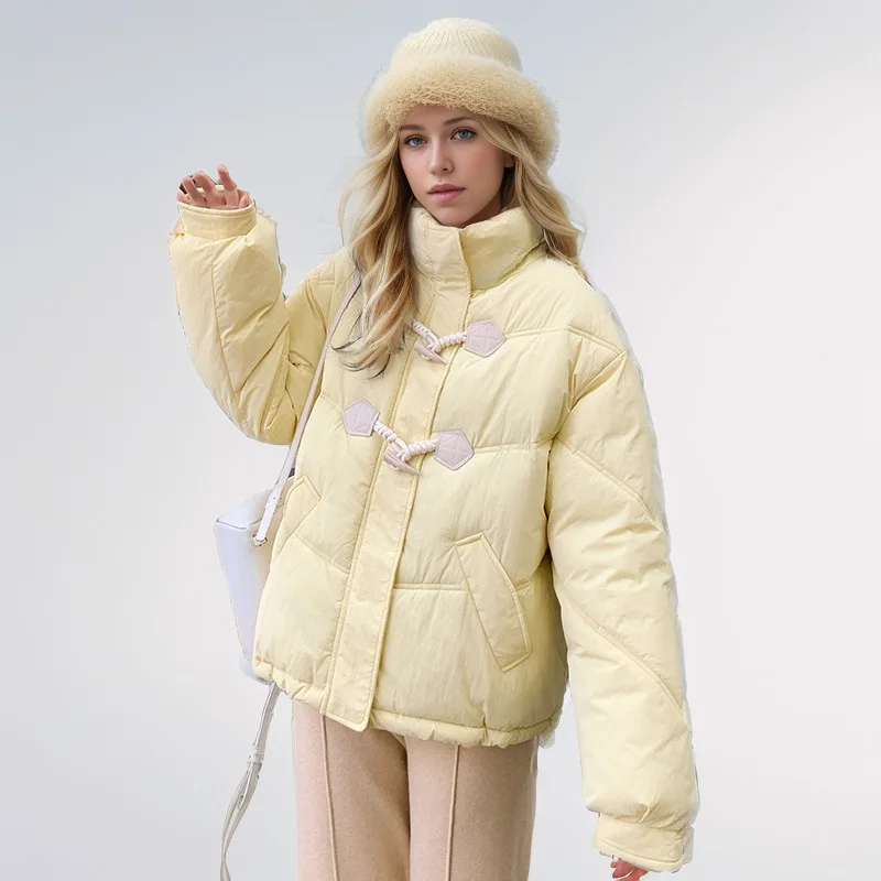 

Женская куртка на хлопковой подкладке с угловой пряжкой, свободное теплое пальто, тонкое толстое зимнее новое маленькое короткое стильное пальто