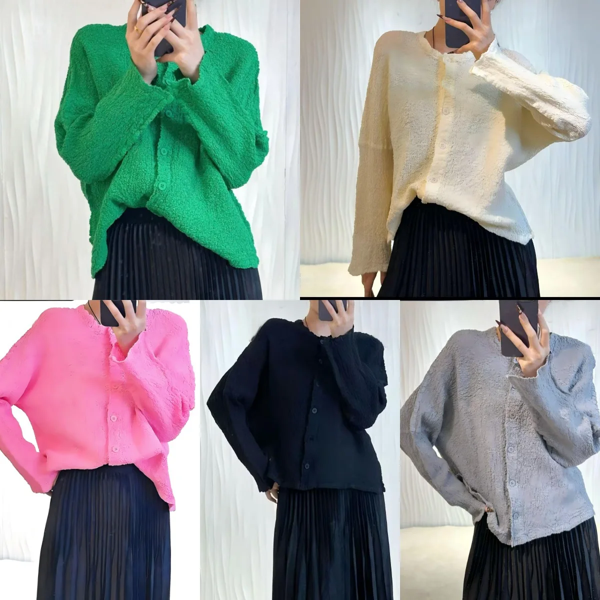 

Miyake Pleated 2025 Autumn and Winter New Knitted Cardigan Jacket Female Lazy Wind Loose Fashion Pleated Long-sleeved Top Tide
