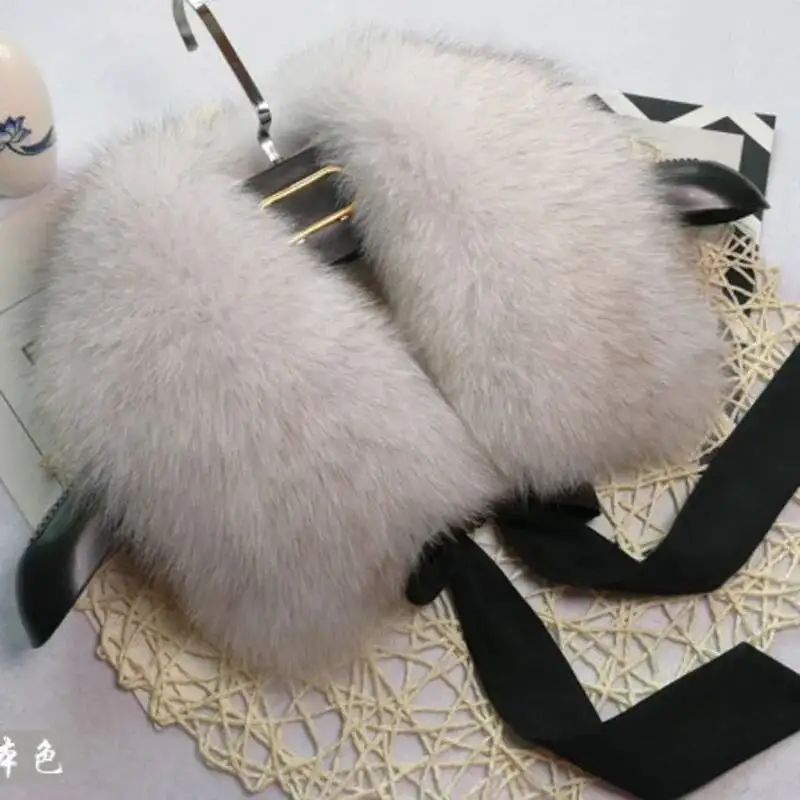 New Fox Fur Collar With Ribbon Women's Winter Warm Real Fur Collar Coat Hood Decor Furry Fur Collar Fashion Warm Coat Shawl view 3