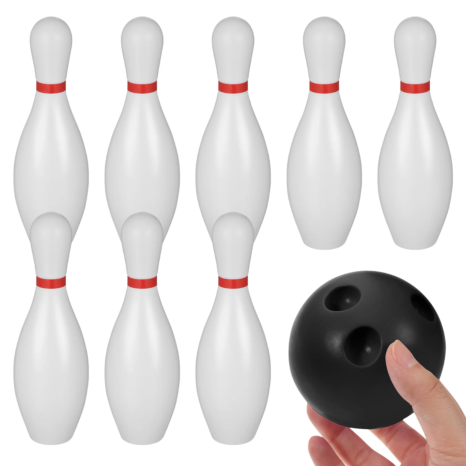 Ensemble de jouets de Bowling de 15CM, jeu de sport pour enfants d'âge préscolaire en plastique noir, jeu d'intérieur et d'extérieur, Coordination œil-main, jouet de construction de compétences