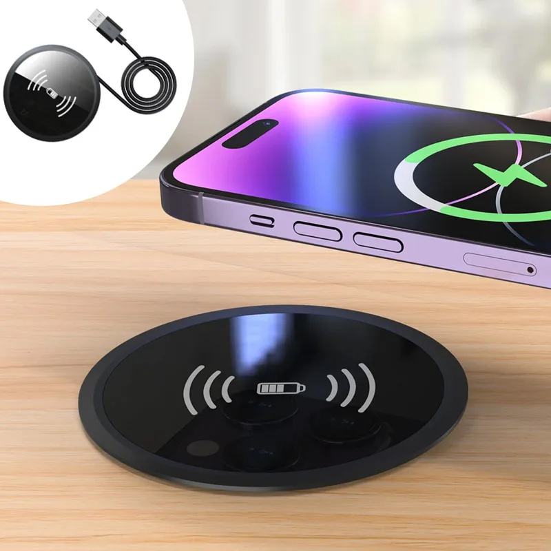 Embedded Wireless Charger for 58mm Hole Hidden Fast Charging For iPhone 17 Pro Max/17/16/15/14/13/12 Samsung S25 Desktop Charge