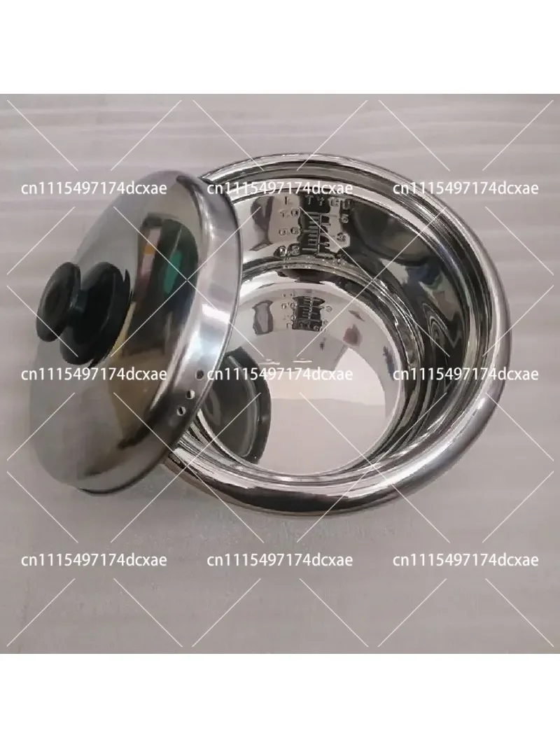 304 Stainless Steel Rice Cooker Inner Pot Replacement with Lid, 2L Compatible Cookware Accessory