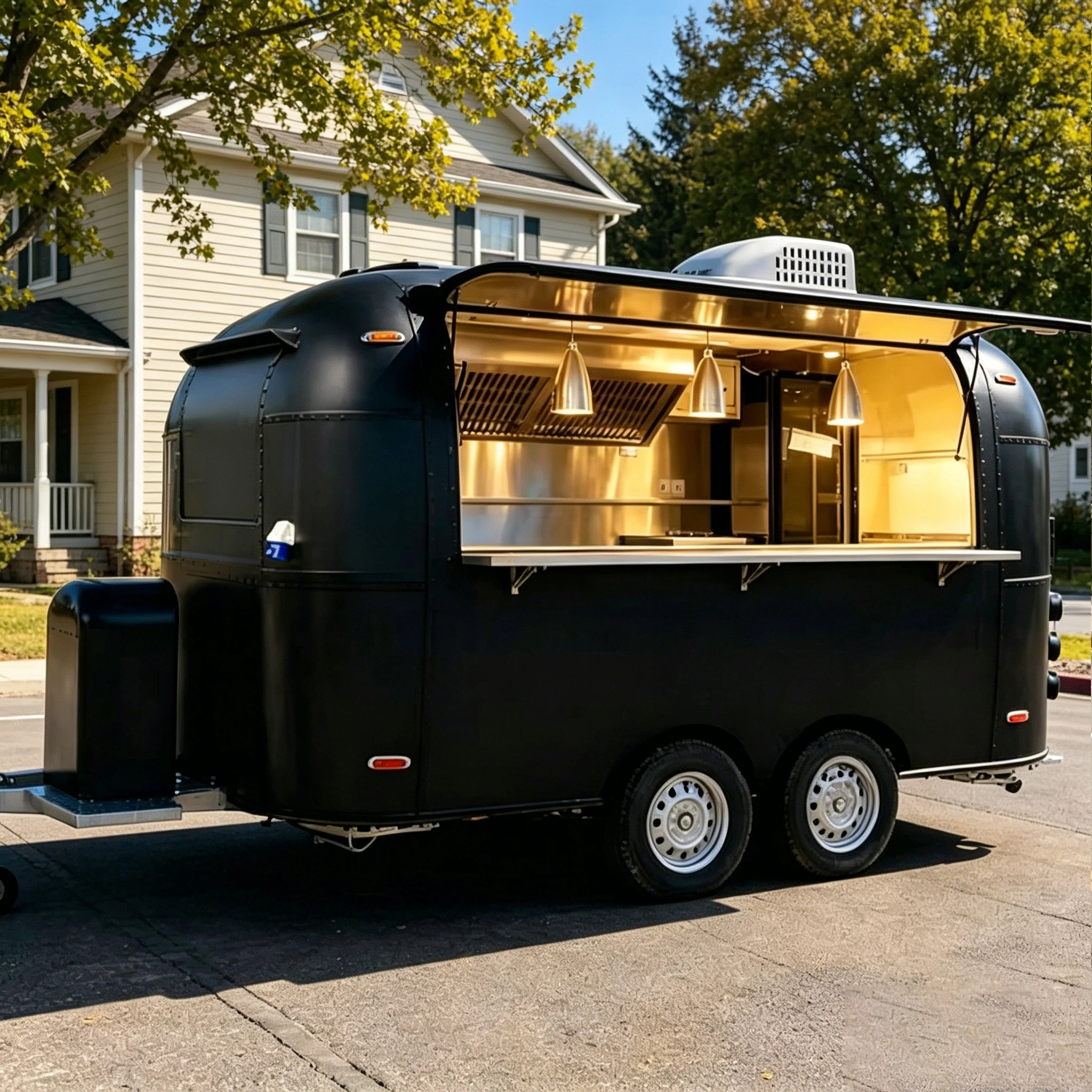 Fully Equipped Food Truck, Mobile Food Catering Trailer Outdoor Concession Food Trailer for Mobile Beer, Ice Cream, Coffee Carts