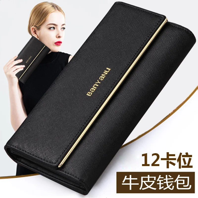 Women's	Purses Zipper Coin Pocket Wallets Long Genuine	Leather RFID Credit Card Holder Wallet for Women Luxury Designer Handbags