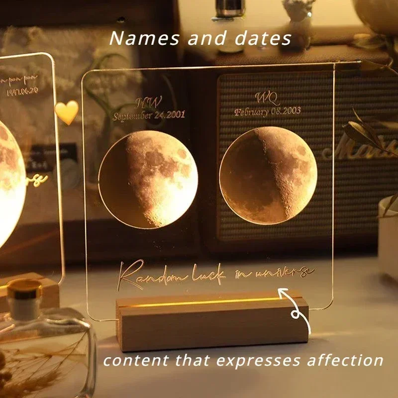 Customizable Moon Phase Night Light with Built-in NFC Tag - A Unique, Star-Gazer's Gift that Captures the Exact Celestial Momen