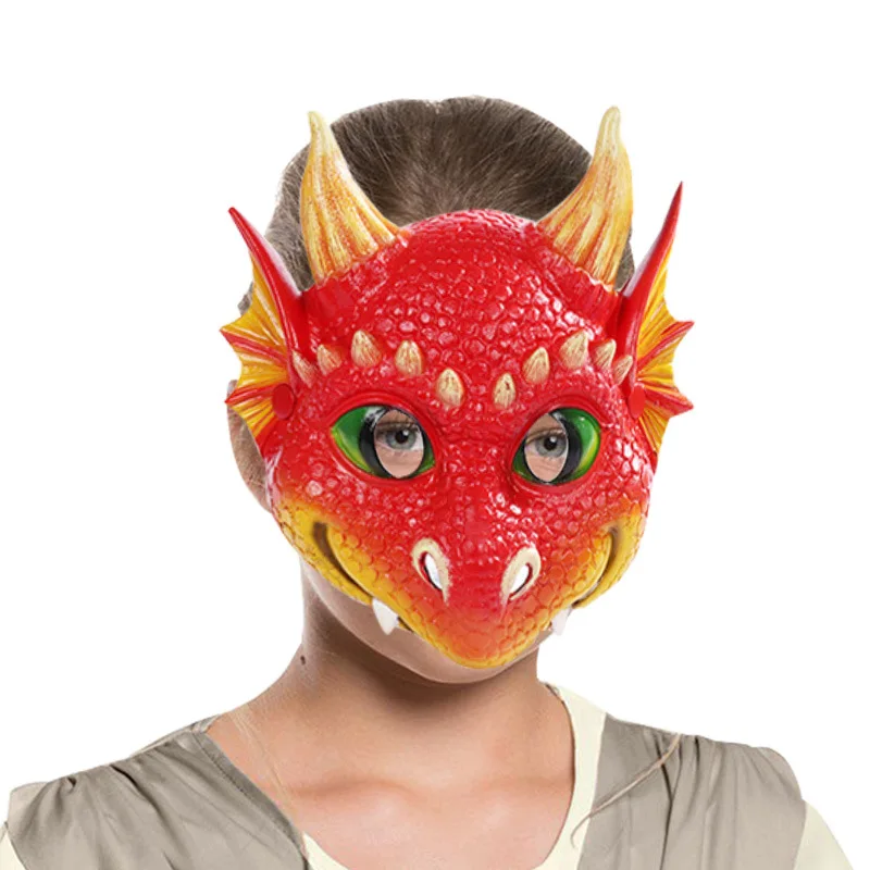 Children's Mask New Dragon Animal Carnival Children's Halloween Show Props Cosplay Dino Mardi Gras Mask Birthday Party Gift Oni