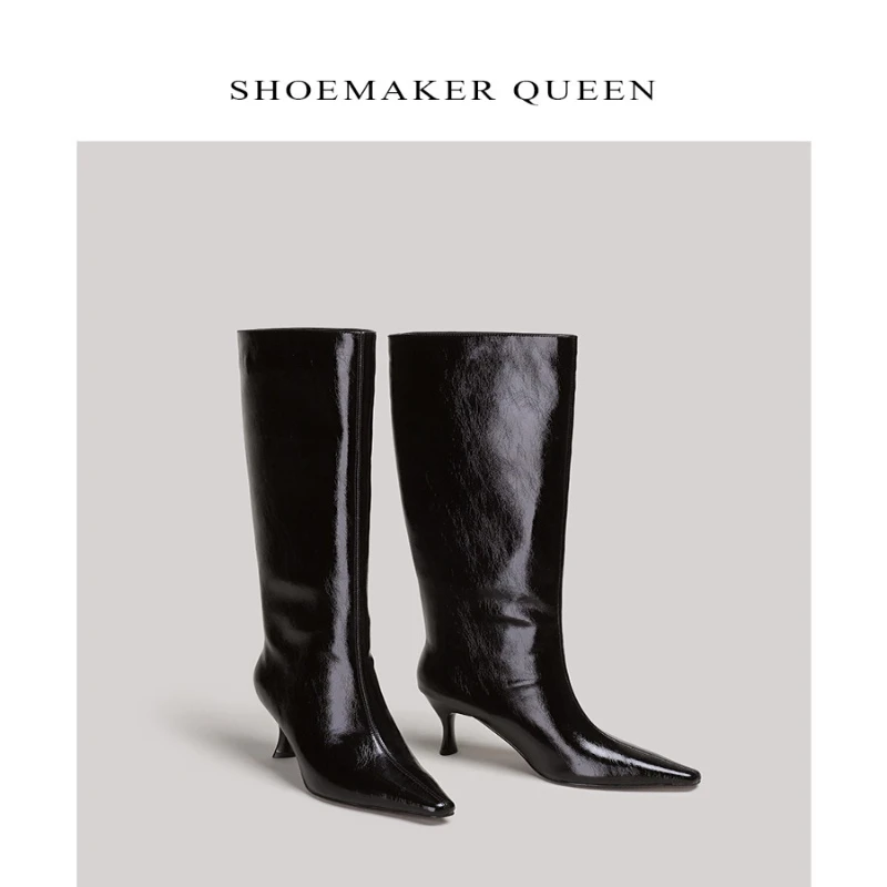 أحذية الركبة للسيدات 2025 موضة الشتاء الجديدة والترفيه والراحة، كعب متوسط وأحذية عصرية من البولي يوريثان مقاس كبير 42