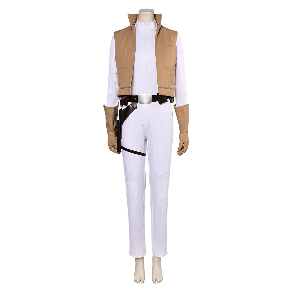 Leia Jumpsuit Vest Belt Cosplay Princess Costume Adult Women Fantasia Outfits Halloween Carnival Party Suit