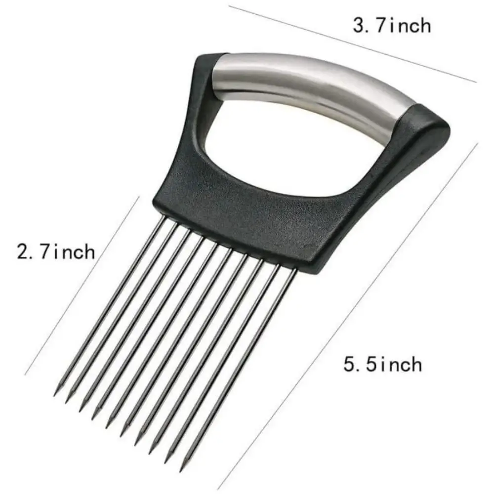 Stainless Steel Onion Slice Holder, Onion Holder For Slicing, Lemon Slicer Vegetable Cutter, Chopper Slicing Home Kitchen Tools