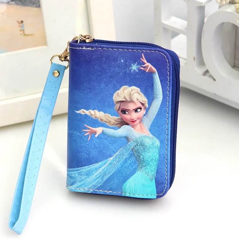 Disney Anime Frozen portamonete Kawaii Elsa Anna Princess Wallet bambini Short Handheld Wallet Storage Bag Girl Gifts Kids Toy