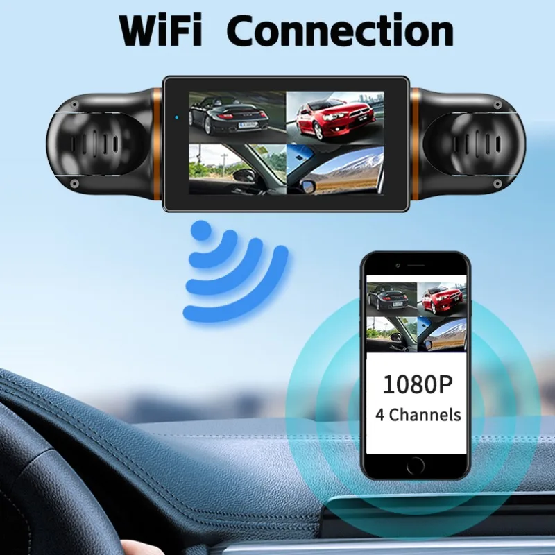 Triple Lens Dash Cam 1080P Full HD Car DVR, WiFi APP Control G-Sensor Car Camera Recorder, Optional GPS Parking Monitoring Night