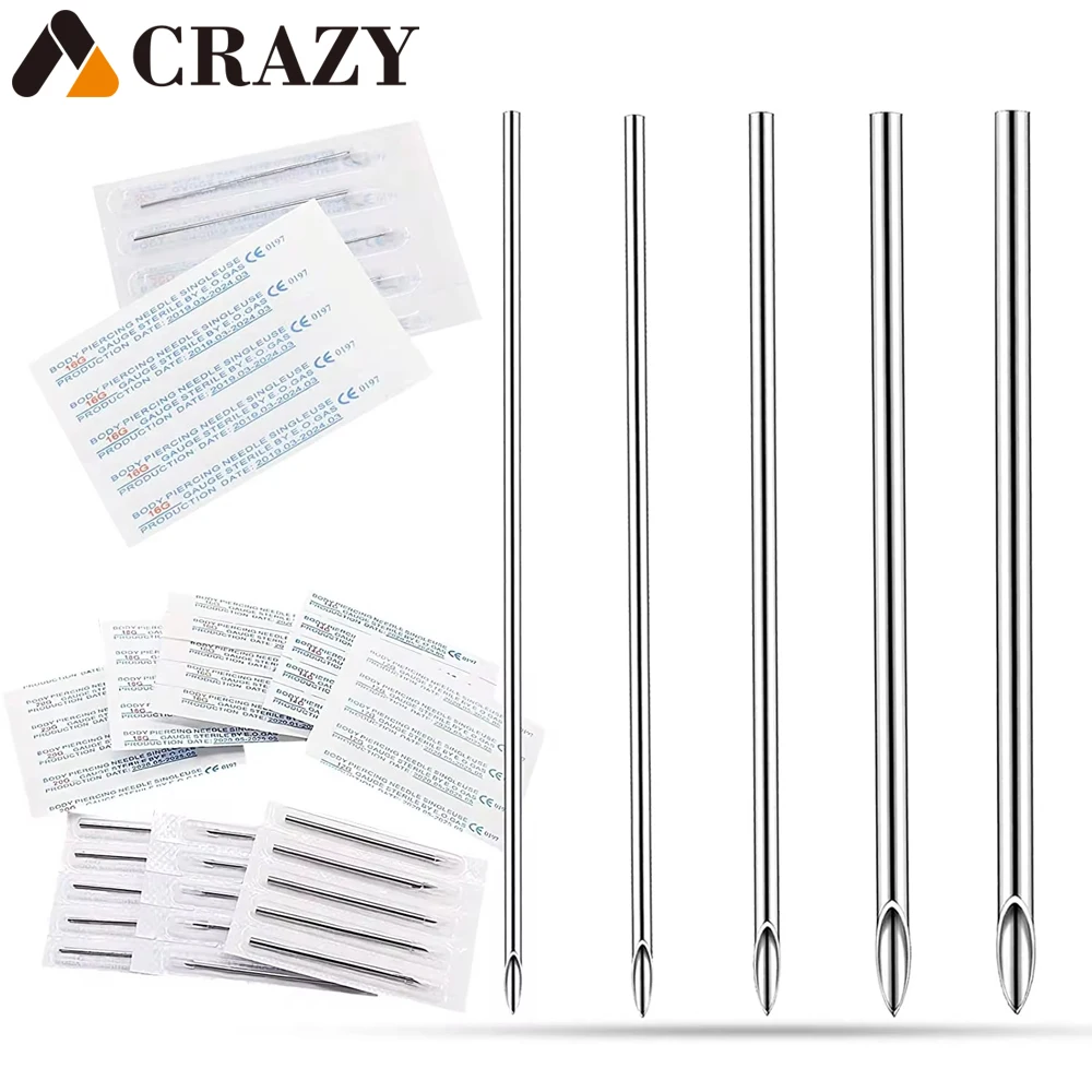 20PCS Piercing Needles Surgical Steel Body Piercing Needles 12/14/16/18/20G for Permanent Makeup Tattoo Needles