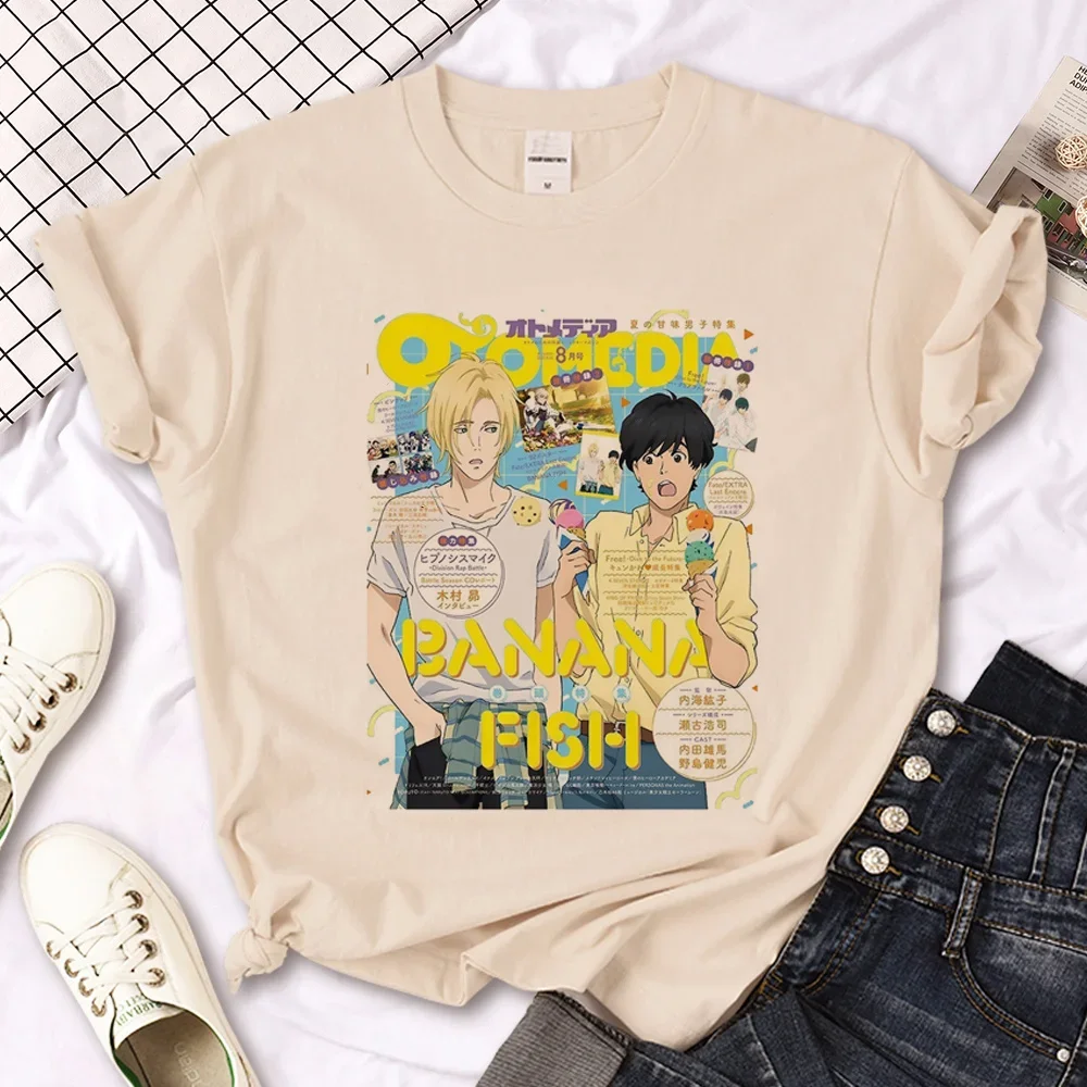 Banana Fish Tshirt Women Summer Streetwear Japanese Top Girl Harajuku Clothes, Fashion Casual Graphic Clothing Short Sleeve