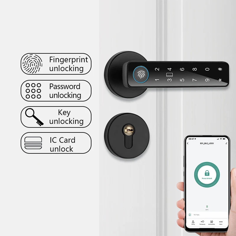Home Biometric Smart Door Lock Electronic Fingerprint Door Handle Split Digital Keyless Lock