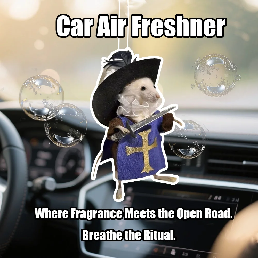 Unique Mouse Knight Car Scent Hanger - Playful Driving Buddy, Mirror Vent Hanging, Lasting Fragrance
