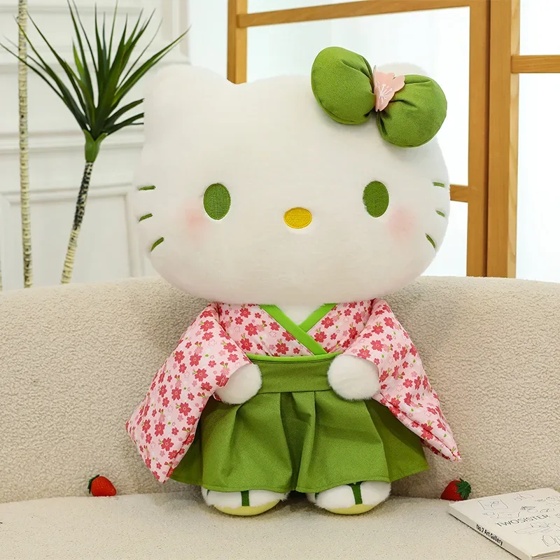 

55cm Sanrio Kawaii Hello Kitty Plush Toys Matcha Kimono Hello Kitty Doll Plush Anime Cute Soft Pillow Dolls Girls Birthday Gifts