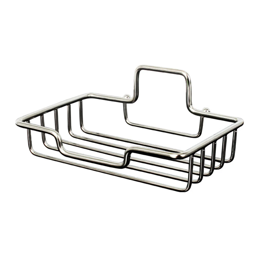 

Adhesive Wall Mount Soap Holder Stainless Steel Bathroom Kitchen Sponge Hollow Design Self Adhesive Easy Removal Portable Soap