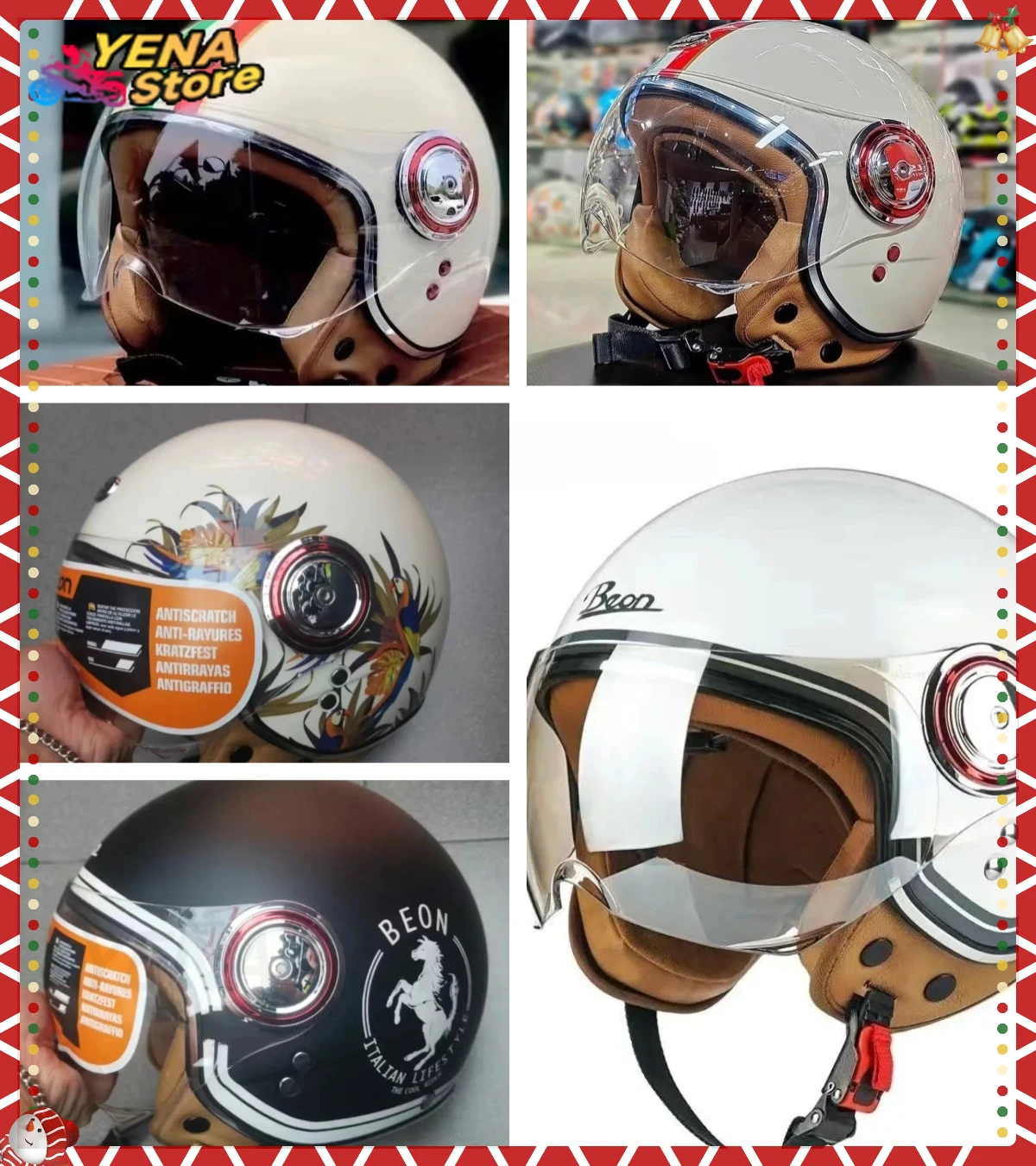 

Summer 3/4 Open Face Helmet Bike Motorcycle Helmet - Scooter Racing Motocross Helmet - Vintage