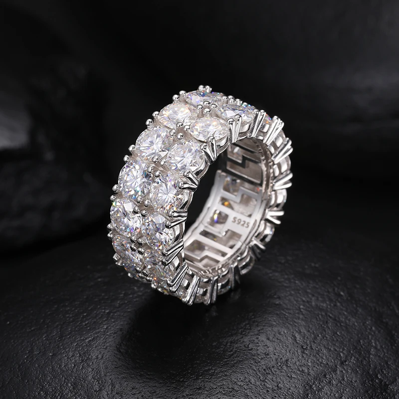 TUHE Luxury Ring 5mm Moissanite S925 Sterling Silver Ring For Women Men Simple Fashion Gift Handmade Mens Hip Hop Jewelry