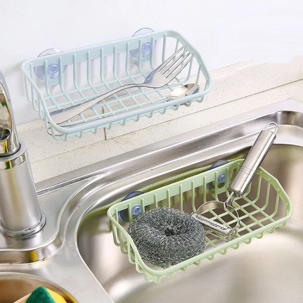 

Suction Cup Drain Basket Kitchen Sink Sponge Storage Rack Household Dishwashing Storage Rack Sponge Cutlery Storage Holder