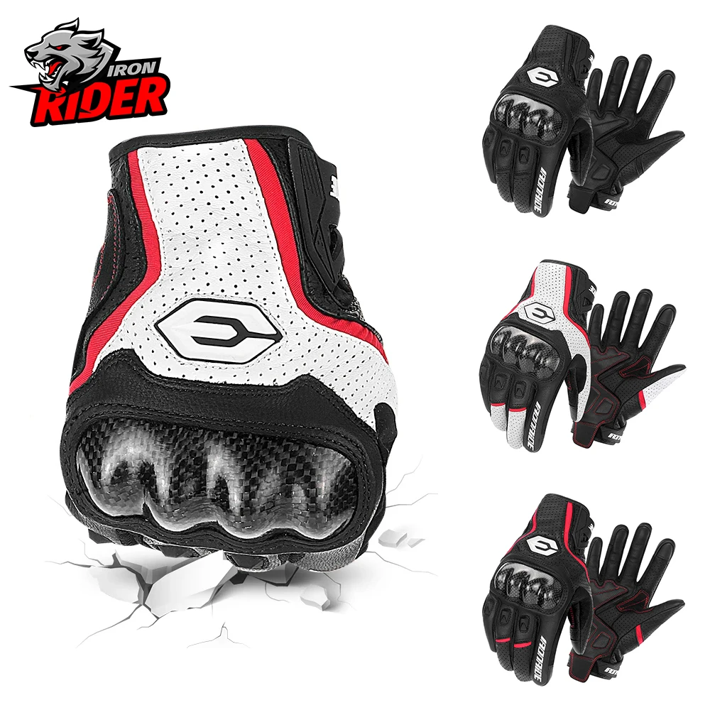 Summer Breathable Motorcycle Gloves Outdoor Sports Riding Equipment Retro Leather Gloves Touch Screen Full Finger Gloves