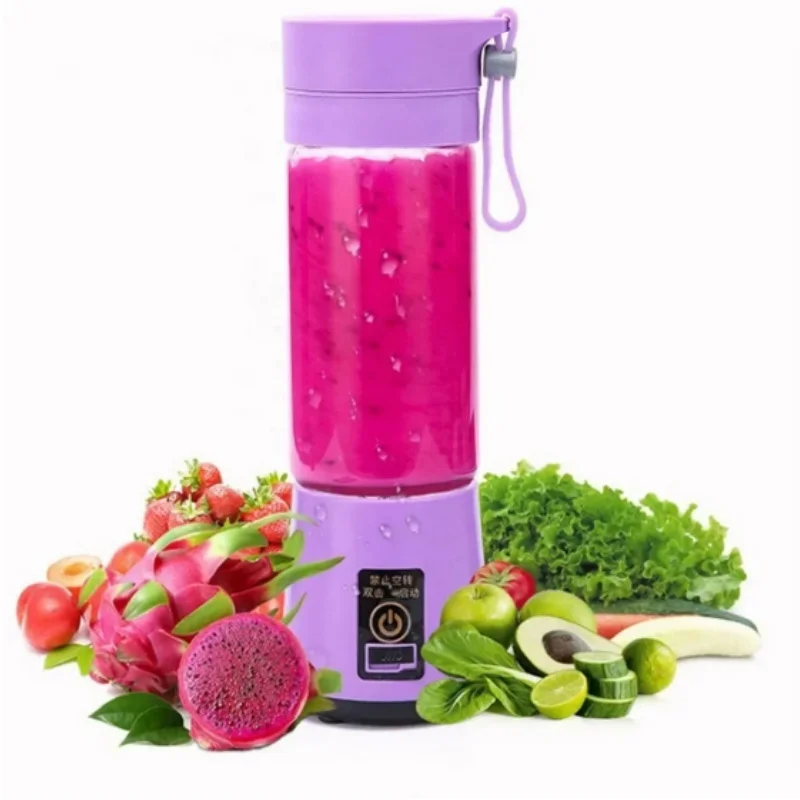 Juicer portabel 380ml elektrik Mini, Blender buah rumah multifungsi pembuat Smoothie USB dapat diisi ulang